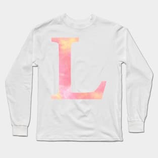 The Letter L Orange and Pink Watercolor Design Long Sleeve T-Shirt